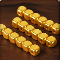 1PCS Pure 24K 999 Yellow Gold Men Women 4mm Square Bead DIY Pendant