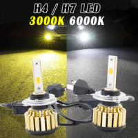 H4 LED Headlight Bulb 3000K 6000K 2 Side COP 12V 30W H7 Led Golden Lighting Car Light Accessories Head Lamp with Fan