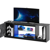 Modern gaming and entertainment center with 60/65 inch TV cabinet and TV console with adjustable glass frame
