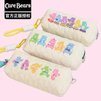 Authentic Cartoon Care Bears Embroidered Pencil Case Stationery Box Creative New Rainbow Bear Storage Bag Cosmetic Bag Mobile