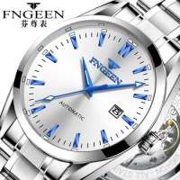 FNGEEN Mens Automatic Mechanical Watches Self Windign Male Clock Luminous Fashion Business Watch Casual Waterproof Calendar