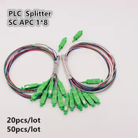 20/50 pcs SC/APC 1X8 PLC Splitter 0.9mm Steel Tube 1m Fiber Optic splitter FTTH Optical fiber Connector 1*8 SC APC Free Shipping