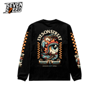 Seven Speed Kaos Lengan Panjang EYES ON STREET Hitam Regular Fit Katun Combed 24s Sablon Discharge S