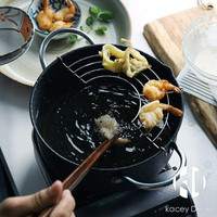 日式18cm天婦羅油炸鍋家用小炸鍋麥飯石不粘鍋迷你鍋炸薯條蔬菜煮面鍋