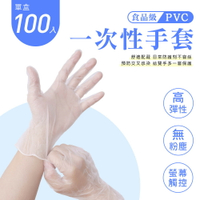 一次性PVC手套 100入 透明手套 拋棄式手套 無粉手套 清潔手套【S035】