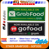 Stiker grab food go food panjang sticker layanan jual beli online cafe restoran Label