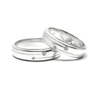 แหวนคู่ แหวนเพชร แหวนเงิน / Couple Silver Diamond Cz Ring-R3081cz สีเงิน