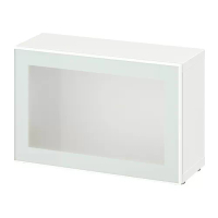 BESTÅ 層架組附玻璃門板, 白色 glassvik/白色/淺綠色 霧面玻璃, 60x22x38 公分