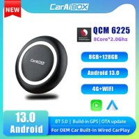 CarAiBOX Android 13.0 Qualcomm 6225 8-Core CPU CarPlay Ai Box Wireless CarPlay Android Auto 4G LTE for VW Audi Kia Benz MG