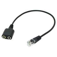 RJ9 Plug to 2x3.5mm Jack Convertor for Analog PC Headset to Desk Phone Cable Computer Headset to Phone Headset RJ9 to Dual 3.5mm