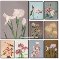 Ogawa Kazumasa Exhibition Flower Art Poster Lotus Hairy Peony Iris Canvas Print Painting Vintage Wall Art Home Home Decoration