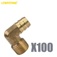 LTWFITTING 90 Degree Elbow Brass Barb Fitting 5/8 ID Hose x 1/2-Inch Male NPT Fuel Boat Air(Pack of 100)