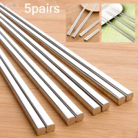 5 pairs/vanzlife food stainless steel chinese chopstick for sushi household children's Chopstick holder Kitchen metal chopsticks