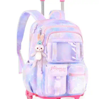 Kids School Wheeled satchel School Trolley Bag with 2wheels 6 wheels For girls School Rolling Backpack bags for primary school