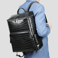 Men's top layer cowhide backpack with large capacity backpack and leather backpack