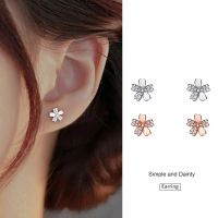 Anting-anting Stud Sakura, Perak Sterling Sebenar 999, Zirkon Berturap Mikro, Aksesori Harian, Hadia
