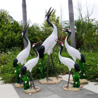 仿真玻璃鋼動物仙鶴擺件戶外水池園林景觀造景大型動物雕塑裝飾品