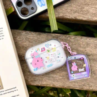 Kawaii Graffiti Rabbit Airpod Case for AirPods 1 2 3 Pro 2 AirPod Vintage Harajuku Airpod Pro Case Airpods Case with Key Chain