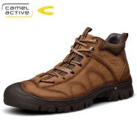 Camel Active New plus size 44 genuine leather men boots man shoes with fur male winter boots warm snow boots waterproof Boots