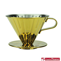 Tiamo 0916 V01不鏽鋼咖啡濾杯組附濾紙量匙-鈦金色(HG5033GD)