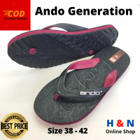 ANDO Sandal Jepit Distro PRIMA 03 & FAMORE & GENERATION Merah Motif TIMBUL/EMBOSS Original Size 38-4