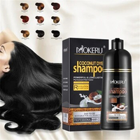 Mokeru Natural Organic Coconut Oil Essence Black Hair Dye Shampoo Covering Gray Hair Permanent Hair Color Dye Shampoo 500ml