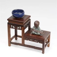 High And Low Wood Stand Antique Base For Zen Buddha Statue Incense Burner Tea Set Flower Pot Shelves Stand Display Home Decor