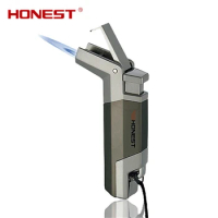 HONEST-Elbow Torch Turbo Gas Lighter, Blue Jet Flame Spray Gun, Electronic Lighter, Butane Lighted, Cigar Lighters, Man, 1300C