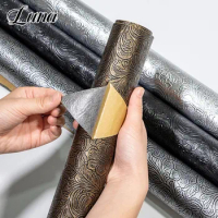 Swirls Bump Textured Self Adhesive Leather Vintage Metal Embossed Artificial Leather Fabric Sheets for Sofa Furniture Bags Craft