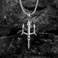 Fashion Trend, Creative Personality, Simple Trident Silver Pendant Necklace, High Quality Charm Jewelry, Gift for Men and Women