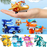 2นิ้ว Super Wings Action Figures Transforming Robot Dino Jett Dizzy Donnie Deformation Airplane Animation Model Kids Toys Gifts