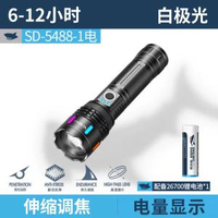 微笑鯊戶外強光變焦遠射手電筒鋁合金耐摔充電持久續航照明燈