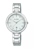 ALBA PHILIPPINES Silver Dial Stainless Steel Side Wrapped Bracelet Date Display Ah7ax3x1 Quartz Women's Watch