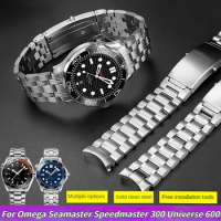 Solid Stainless Steel Watch Strap for Omega Seamaster Speedmaster 300 Men's Ocean Universe 600 Watch Band Accessories 20 22 18mm