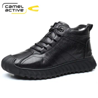 Camel Active Hot New Winter Shoes Men Flat Heel Boots Fashion Keep Warm Shoes Brand Man Ankle Boots Genuine Leather Wool Boots