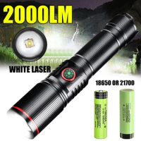 Portable Powerful LED Flashlight 2000LM Tactical Zoom Torch USB Rechargeable 18650 or 21700 Battery Camping Fishing Lantern