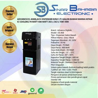 ADVANCE DS-408BLACK DISPENSER H/N/C (T) GALON BAWAH WARNA HITAM IC COOLING 70 WATT 400 WATT 383 x 36