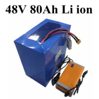 Electric Bike 48V 80Ah 60Ah 50Ah Lithium Battery Pack with 100A BMS E-Bike Battery 48v 52v Free Shipping + 10A Charger