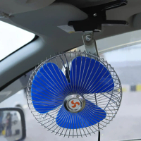 8 Inch 12V Car Oscillating Fan with Lighter Portable Car Fan 25W Vehicle Clip-On Fan for Truck Dashb