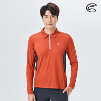 ADISI 男半門襟智能纖維超輕速乾長袖POLO衫AL2021041 (M-2XL) 紅木橘