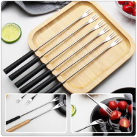 12 Pcs Cheese Chocolate Fondue Fork Forks Stainless Steel Ice Cream Desktop Kitchen Tool Supplies