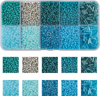 Approx 5000pcs 12/0 Glass Seed Beads for Jewelry Making 2mm Mix 10 Colors Tube Beads Glass Bugle Bea