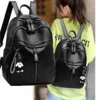 Woman Anti-theft Backpack Bag Casual Wild Soft PU Leather Dual-use Large Capacity Backpack Bolsa Feminine Sac Main Femme