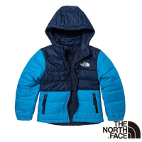 【The North Face】童/女 防潑水保暖雙面穿連帽鋪棉外套_7WOS-JA7 藍色