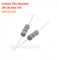 50PCS/LOT 2W 20 ohm 5% Resistor 2W 20R ohm Carbon film resistor +/- 5% / 2W Color Ring Resistance Wholesale Electronic