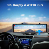 HGDO T06 2k Dash Cam Car Dual Dashboard Camera Recorder WIFI Smart Camera Carplay Android Auto Rearview Mirror DVRS 24H Monitor