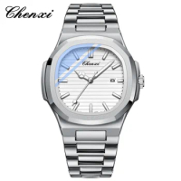 CHENXI 8222 Men's Luxury Quartz Watch Stainless Steel Wristwatch Waterproof Luminous Calendar Men Fa