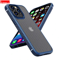 IPAKY for iPhone 13 Case for iPhone 11 12 Pro Case Carbon Fiber Skin Transparent Acrylic Cover for iPhone 11 12 13 Pro MAX Case