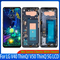 6.4" Original For LG V40 ThinQ LCD V405 LM-V405 LM-V409N Touch Screen With Frame Replacement For LG V50 ThinQ 5G LCD Screen