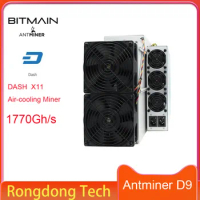 NEW Antminer D9 1770Gh Dash Coin ASIC Mining Machine 2839W Power X11 Algorithm 1.6J/GH Power Efficiency, 200-240 Power Supply